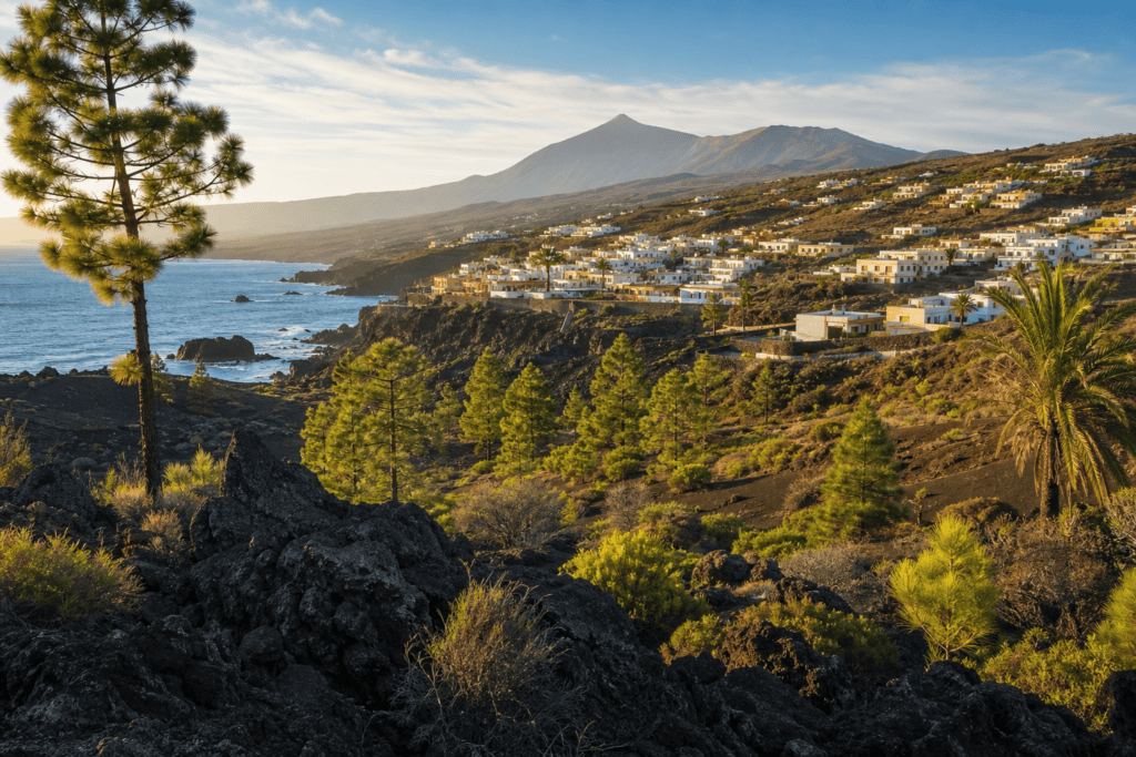 Paisaje volcánico y costa de las Islas Canarias