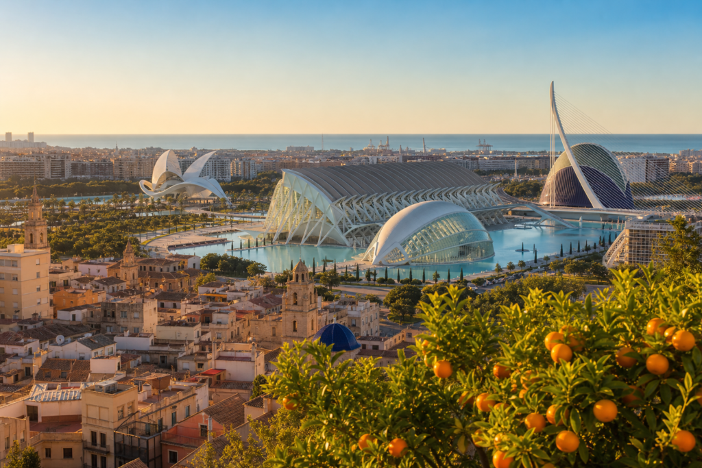 Vista panorámica de Valencia con la Ciudad de las Artes y las Ciencias